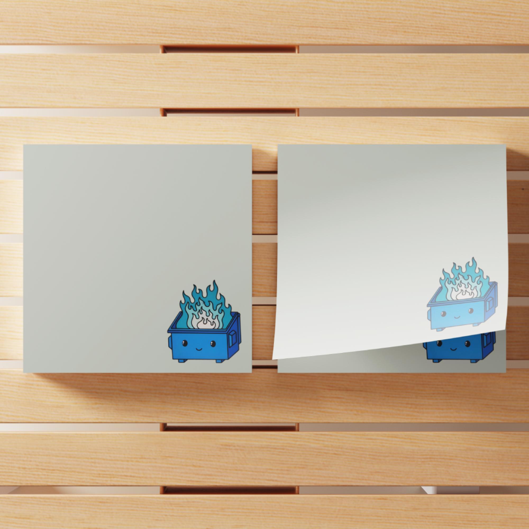 Dumpster Fire Sticky Note, 4 Counts/set Cartoon Sticky Note, Adhesive Note Pad for School Office Home Supplies Students Teachers Gift