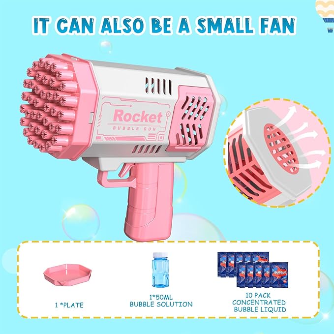 Mini Bubble Machine Gun for Toddlers - Light-Up Bubble Maker Blower, 4000+ Bubbles Per Minute, Perfect for Boys & Girls at Outdoor/Indoor Parties