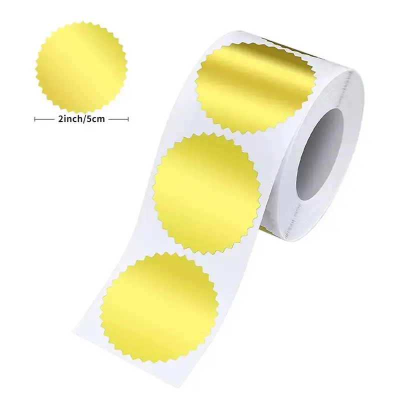 50mm 100pcs Golden and Silvery Reward Stickers, Price Tags, Envelope Seal Adhesive Stickers, Specialized for Gear Round Labels DIY, Decorative Seals for Envelopes, Certificates and Gift Packaging