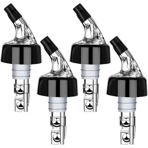 Automatic Measured Bottle Pourer - Quick Shot Spirit Liquor Pour Spouts with Dust Caps for Wine Cocktail Beverages - Ideal Home Bar Tools 1 oz / 30ml (Clear, 4 Pack)