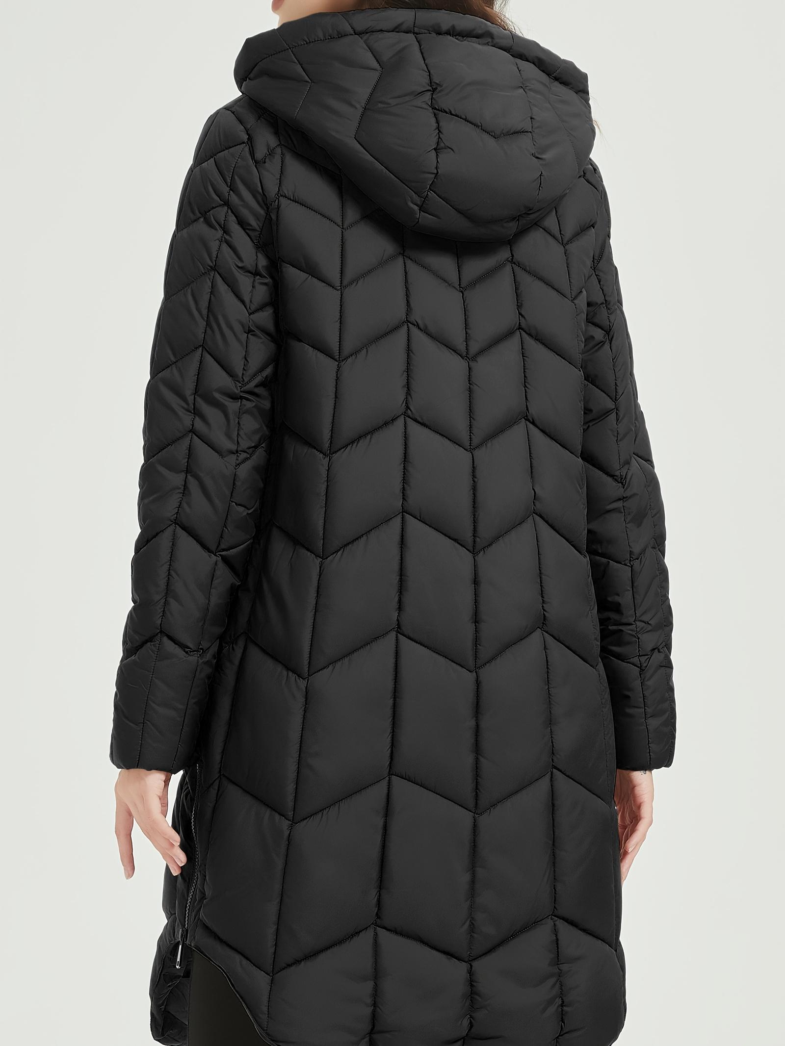 Down Jacket Women, Lightweight Padded Bubble Hat Coat, Fur Collar Warm Coat