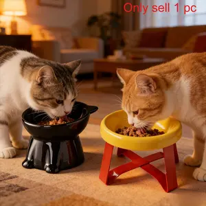 High-Tier Cat Dog Bowl 15° Incline, Anti-Vomit Elevated Pet Feeder, Cervical Protection, Non-Slip Base, Durable Plastic, Suitable for Cats & Small Dogs