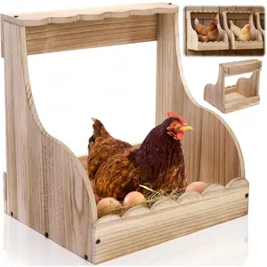 Single Compartment Wooden Nesting Box, 14.5*13.75*13 Inch Heavy-Duty Egg Laying Box, Easy Assembly Poultry Accessory for Hens, Ducks and Other Birds