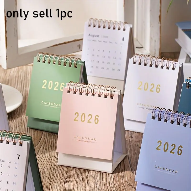 2026 Mini Desktop Calendar - Monthly & Weekly Planner, Weekly Dated Planner, Minimalist Twin Coil Calendar with Memo, Multi-Color, Compact for Home/Office, High-Quality Paper, Ideal for Busy Professionals, Organisers, Calendars Planners