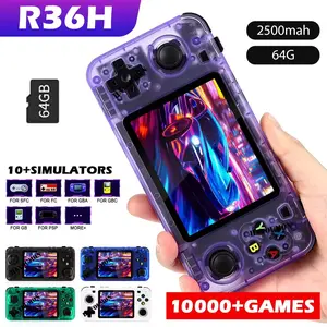 R36h Retro Handheld Gaming Console, Open Source Linux System, Cortex-A35 Cpu, 64GB TF Card, 10,000+ Classic Games, 3.5 Inch IPS Screen