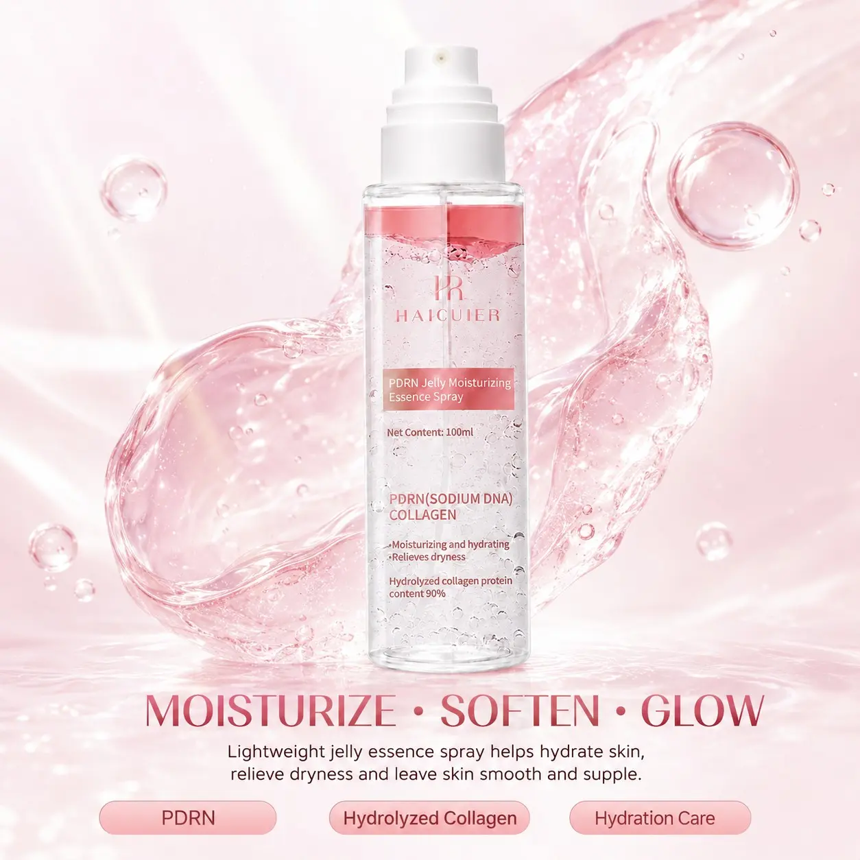 90% Hydrolyzed Collagen Pdrn Jelly Essence Spray, Deep Hydration, Long-Lasting Moisture, Hydrating, Daily Skincare, Sunburn Relief, Smooth Skin Texture