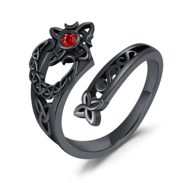 Women's Silver Witches Knot Ring - Celtic Magic Motif Protection Charm Ring, Negativity Guard Costume Jewelry, Female Wear