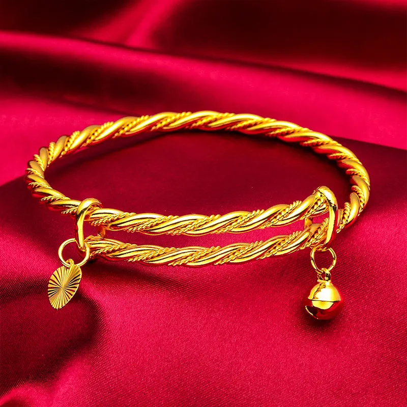 Vietnamese gold-plated women's twisted bracelets, children's bracelets, adjustable jewelry wholesale, twisted bracelets for adults and children