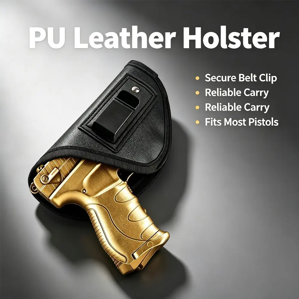Tactical Right-Hand Gun Holster, Anti-Slip Iwo Waist Belt, PU Material, Suitable for Most Pistols, Durable and Secure Design