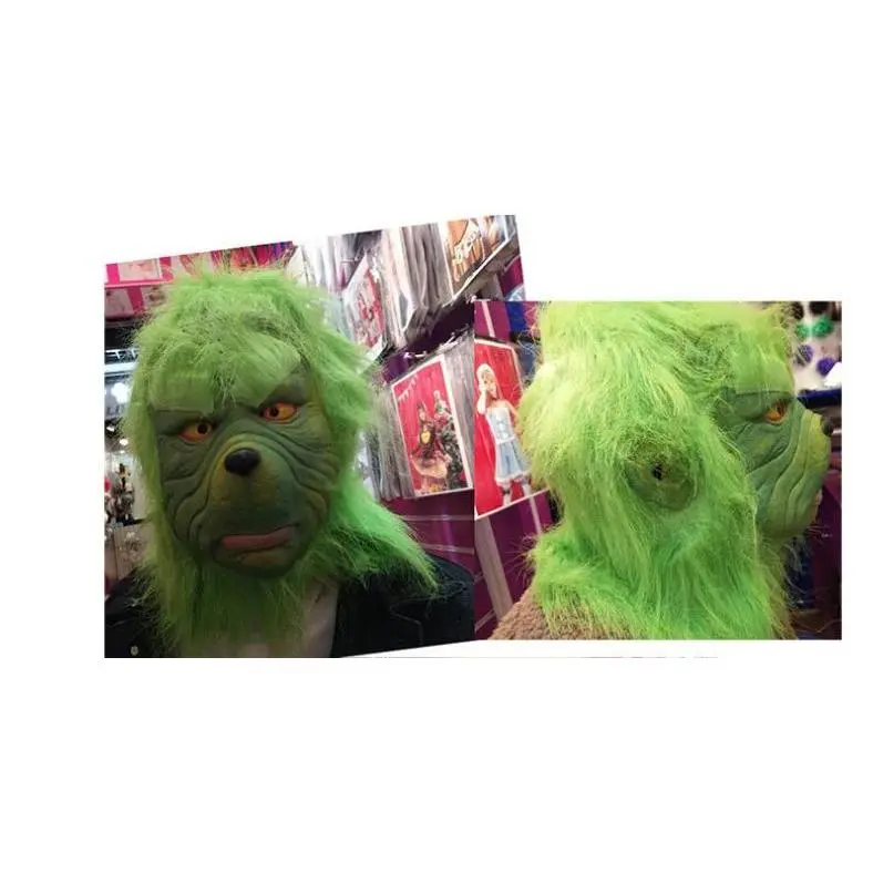 Santa Claus Costume Set Christmas Party Prom Adult Role Playing Green Outfit Monster Shaggy Halloween Cosplay Suit Gloves Mask