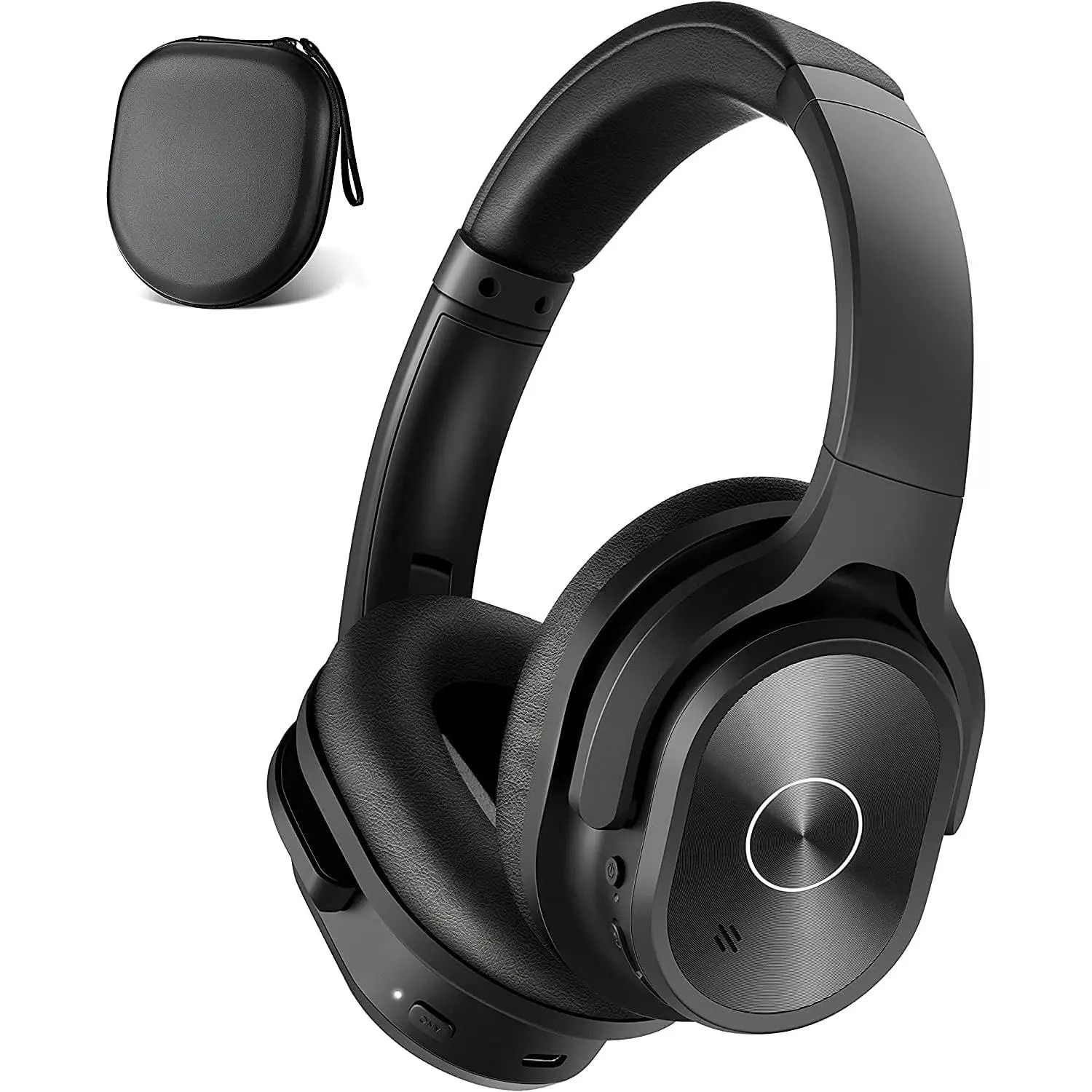 Active Noise Cancelling Headphones, 40H Playtime Wireless Bluetooth Headset with Deep Bass Hi-Fi Stereo Sound,Comfortable Earpads for Travel/Home/Office (Black)