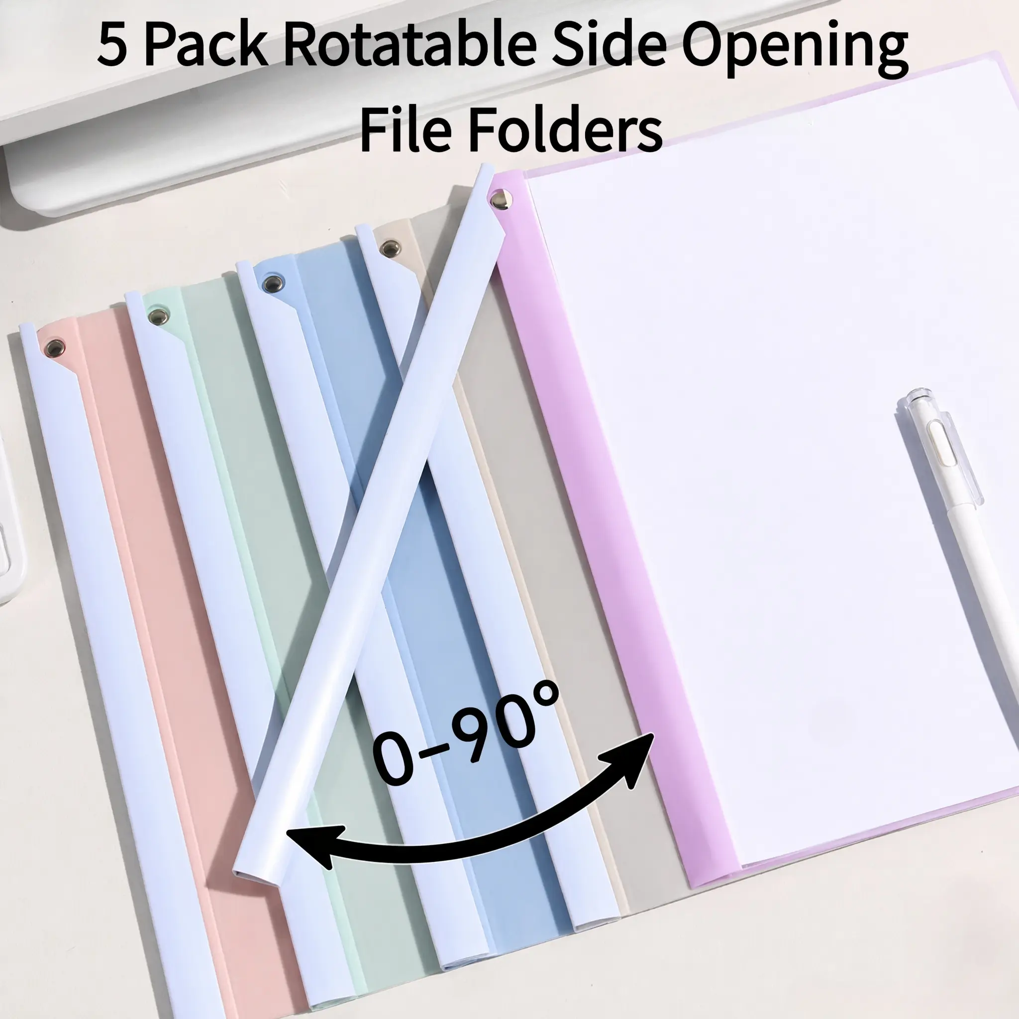 5 Pcs A4 360 °   Rotatable Paper Organizer |   Multi-Functional Exam Paper Binder, Paper-Safe Smooth Page Turning, Thickened Durable Pocket, School Student Homework Office Document Storage-YY1