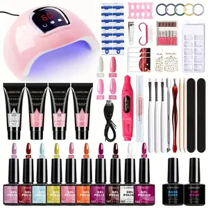 LIMEGIRL Gel Nail Polish Set with UV Lamp 35-Piece ClassicPink, White, Nude and Blue-Purple Gel Polish Set with ManicureTools Suitable for All Seasons The Perfect Gift for NailEnthusiasts