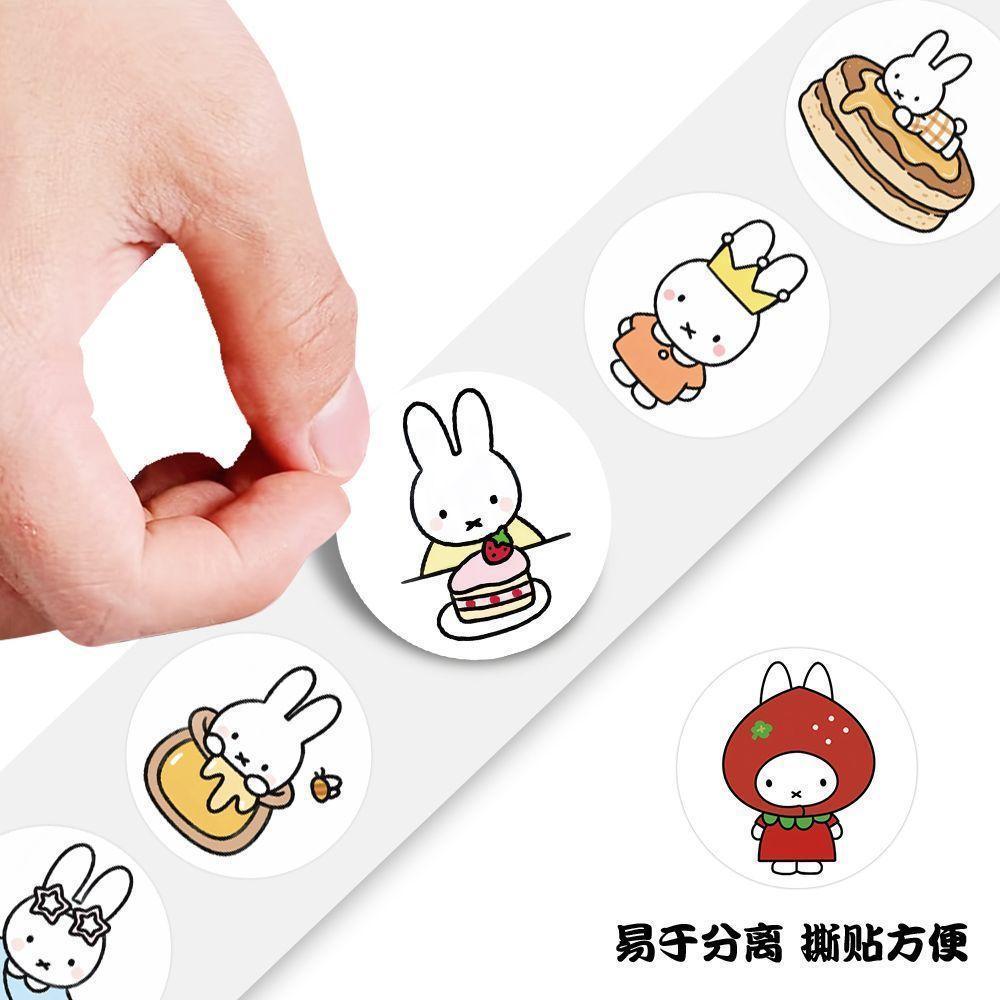 500Pcs Kawaii Miffy Rabbit Sticker Seal Sticker Cartoon Rabbit Roll Sticker Cartoon Ins-style Planner Decoration Gift