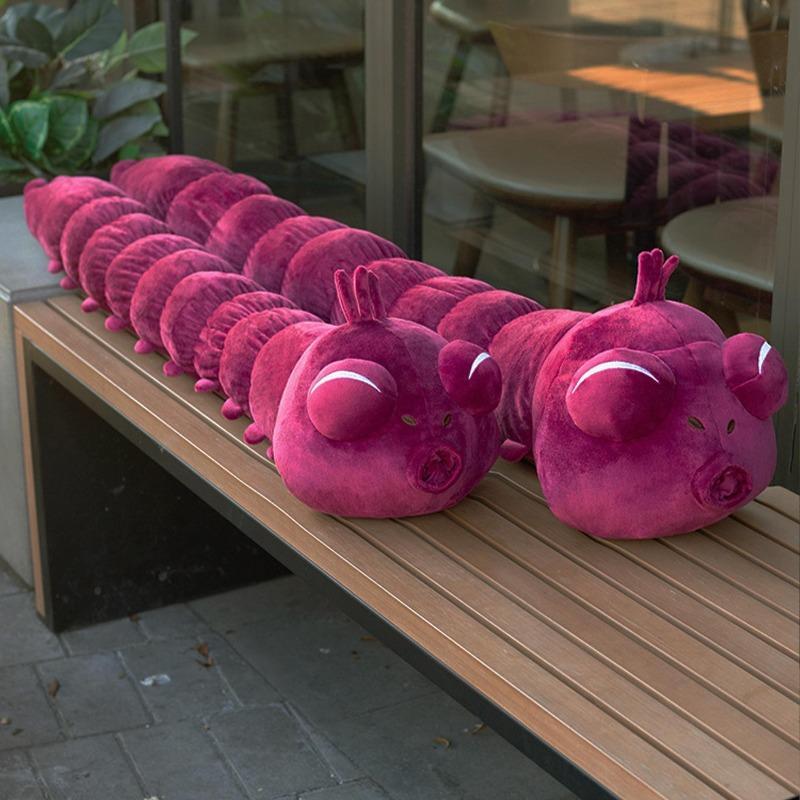 Giant Pink Caterpillar Plush Pillow, 100cm Soft Long Worm Stuffed Toy, Cute Insect Body Pillow Gift for Kids & Adults