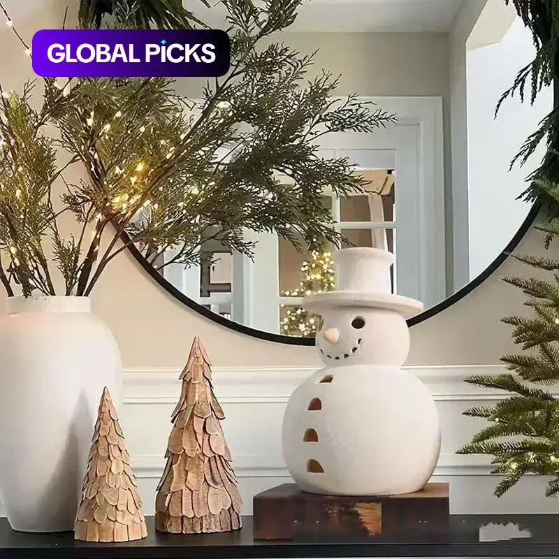 Christmas Terracotta Snowman Vintage Color Resin Figure, Resin Ornament, Decorative Ornament, Festive Decoration, Holiday Home Decor, Indoor Outdoor Christmas Decoration, Unique Winter Atmosphere