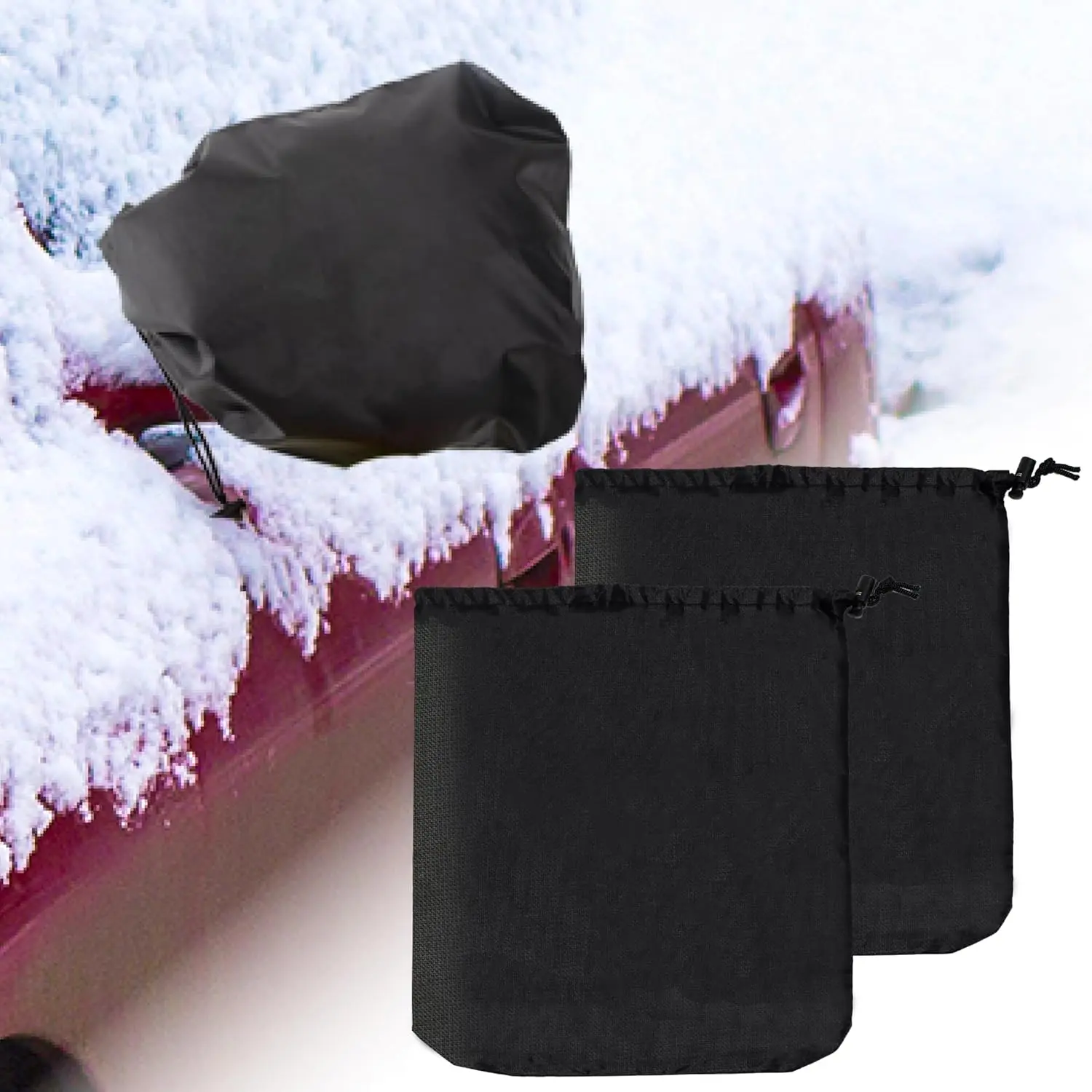 2Pcs Waterproof Universal Car Side Mirror Covers Protection Against Snow Ice Bird Droppings Auto Exterior Accessories for Cars SUVs with Drawstrings, Water Resistant, 11.81 Inches X 15.7 Inches