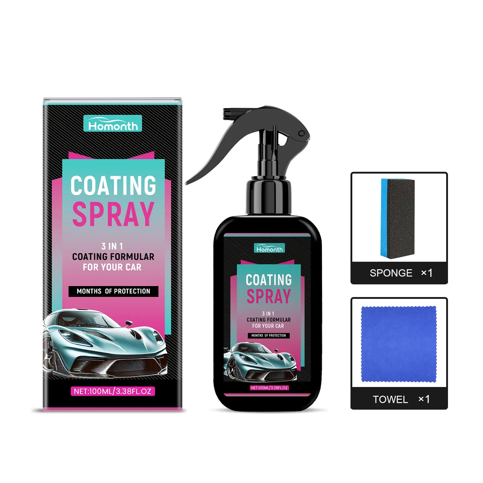 Car coating spray, car paint coating agent, car wax, polishing and maintenance, anti-fouling, dirt-resistant protective wax