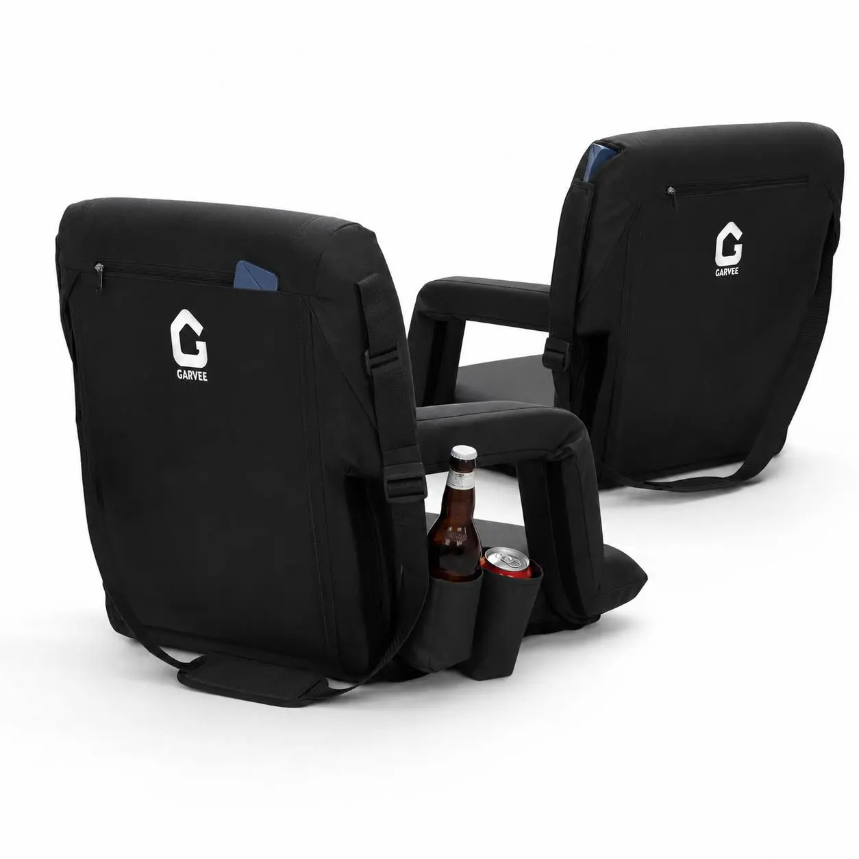 Stadium Seats with Back Support and Padded Cushion - Extra Wide 24.5" Bleacher Chair with Anti-Slip Mat - Reclining Stadium Football Seats - 6 Adjustable Angle, Large Pockets, Cup Holders