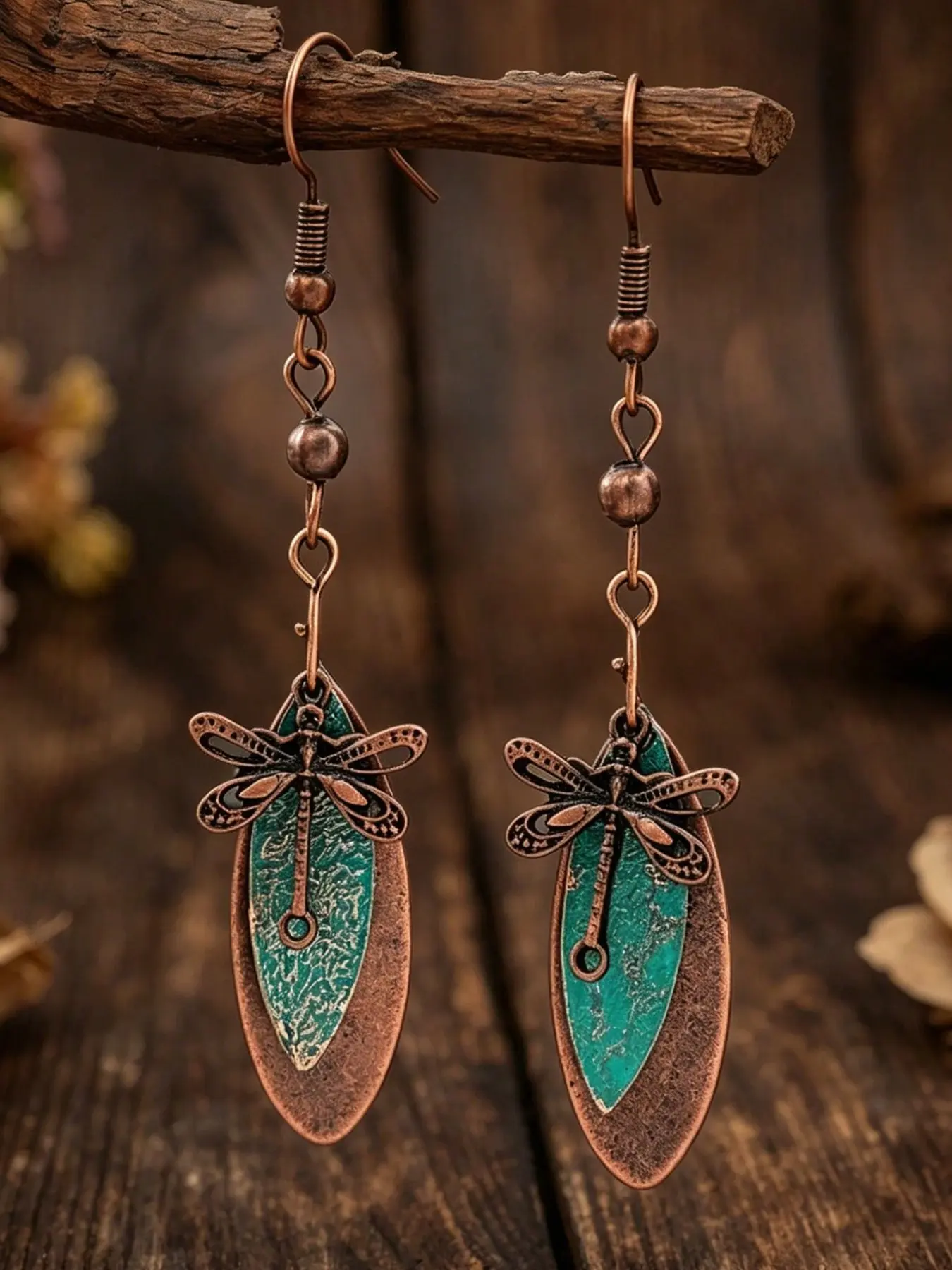 Vintage Distressed Bohemian Dragonfly Alloy Patchwork Dangle Earrings, Creative Fashion Jewelry, Unique Statement Accessory, Suitable For Women's Daily Wear, Party Gift, Commute, Banquet, Travel, Photography, Shopping, Dating