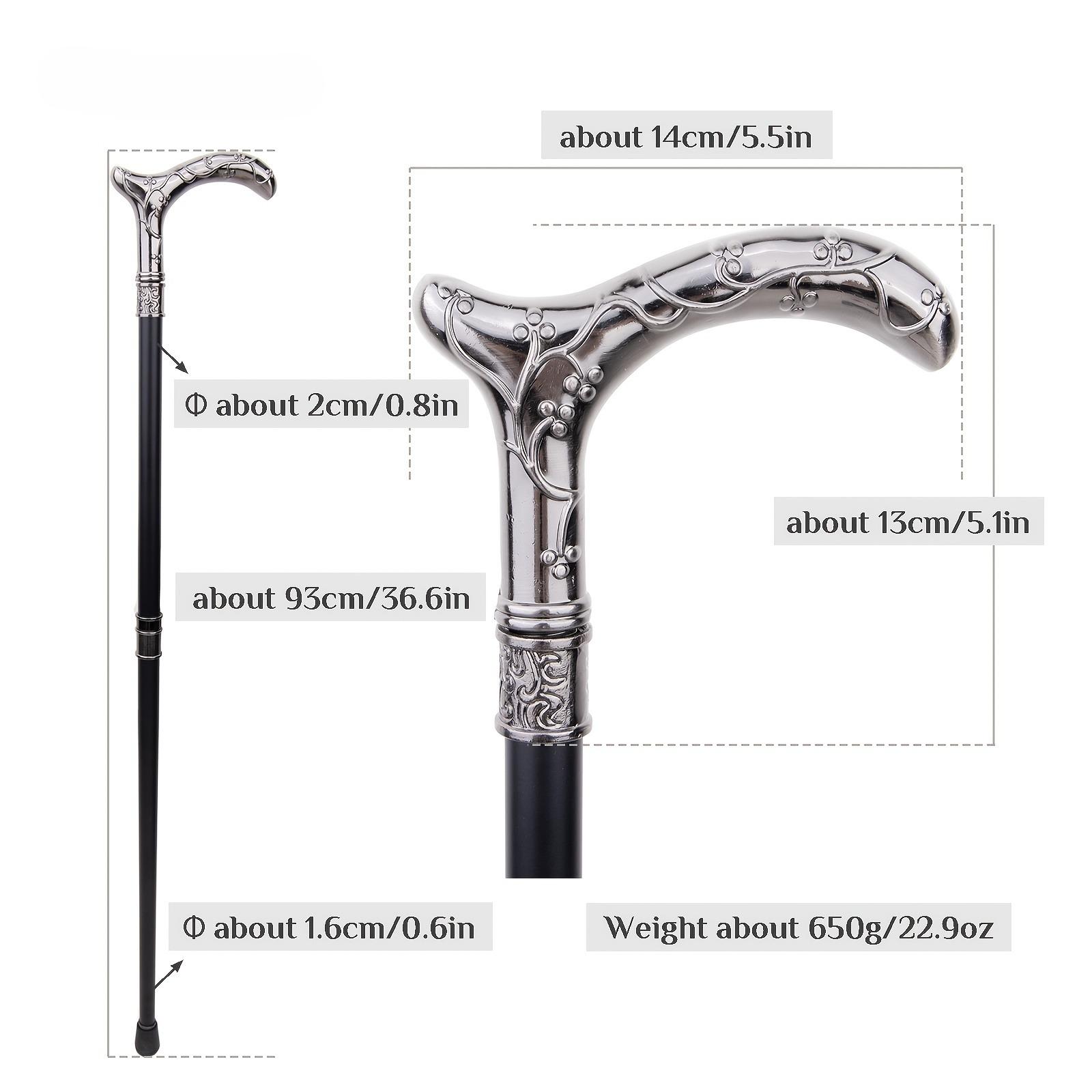 Vintage Plum Blossom Decorative Cane - 36.61-Inch Tall Alloy Cane with Exquisite Floral Design | Elegant Home Decor And Party Accessory, Durable for Cosplay And Parties, Silvery Grey Color, For Cosplay & Party
