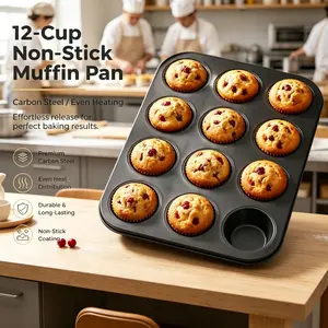 Versatile 12-Cup Muffin Bakeware, Premium Non-Stick Coating, Easy to Demold, Ideal Gift for Bakers, Perfect for Kitchen Upgrades
