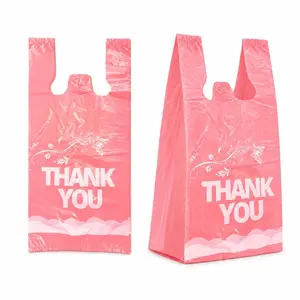 800 Count  Thank You T-Shirt Bags, 11 x 6 x 21 in | Durable HDPE with handles, Thank You print, disposable carryout sacks for grocery, retail and takeout