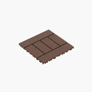 H Style 12" Patio Deck Tiles, DIY Module Interlocking Decking Tiles Floor Tile,Easy and Quick Installation Court Tiles for Porch Poolside Balcony Backyard 44pcs Red Brown   WL