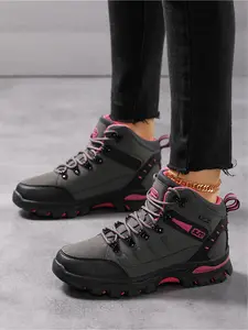 Women's Anti-Slip High-Top Hiking Boots, Fashionable Comfort Outdoor Trekking Shoes, Thick Sole Durable Climbing Work Boots, Premium Hiking Shoes
