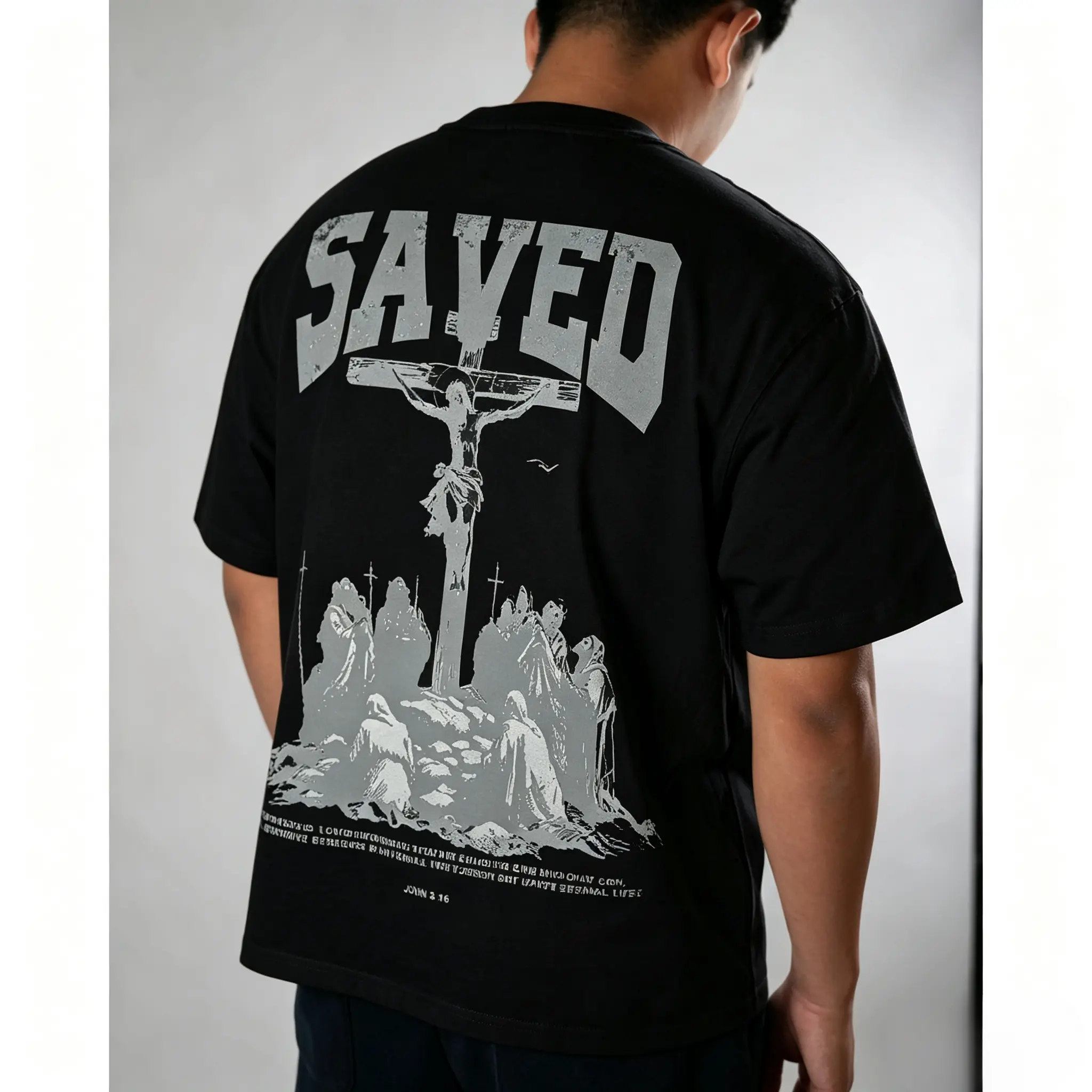 Saved By Jesus Graphic T-Shirt, Classic Casual Unisex Tee ,Comfy Religious Scripture Top (John 3:16),Saved By Jesus Retro Christian Faith Graphic Tee,Christian Aesthetic,Worship Streetwear,Unisex Graphic Casual Short Sleeve Crew Neck, Gift