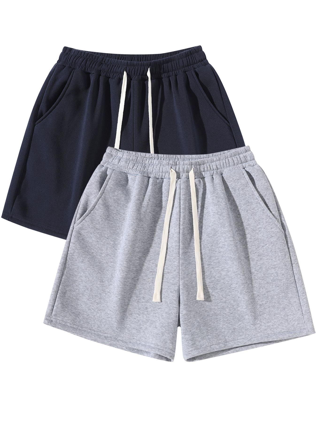 Men's Solid Color Drawstring Waist Shorts, Regular Fit Casual Comfy Breathable Shorts for Daily Wear, Men's Bottoms for All Seasons, Everyday Short Shorts, Homewear, Loungewear