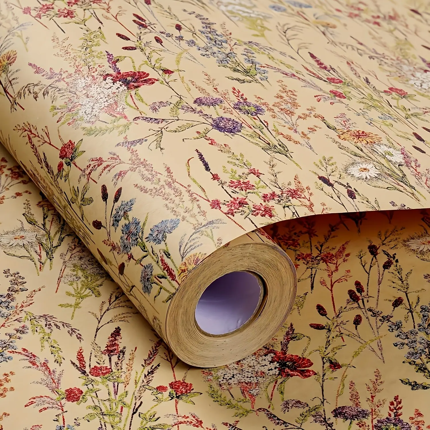 Wildflower Gift Wrapping Paper, Bouquet Wrappers, Kraft Paper Decorative Floral Design, Ideal for Women Girls Gifts, Birthdays, Weddings, Bridesmaid Events, Engagements