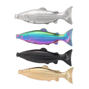 5 Oz Fish Shaped Hip Flask, made of premium 304 stainless steel. Portable leak-proof drinkware, ideal for home use, outdoor activities and holiday gifts.