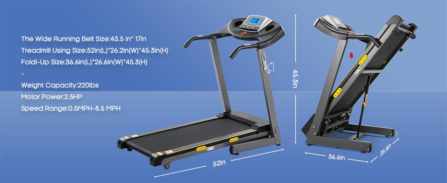 Treadmill with Auto Incline Foldable Treadmill 17'' Electric Treadmills 2.5 HP/8.5 MPH with 15 Training Programs 0-12% Auto Incline Large LCD Display Easy Assembly for Home Office Gym Use Treadmill with Auto Incline Foldable Treadmill 17'' Electric Treadmills 2.5 HP/8.5 MPH with 15 Training Programs 0-12% Auto Incline Large LCD Display Easy Assembly for Home Office Gym Use