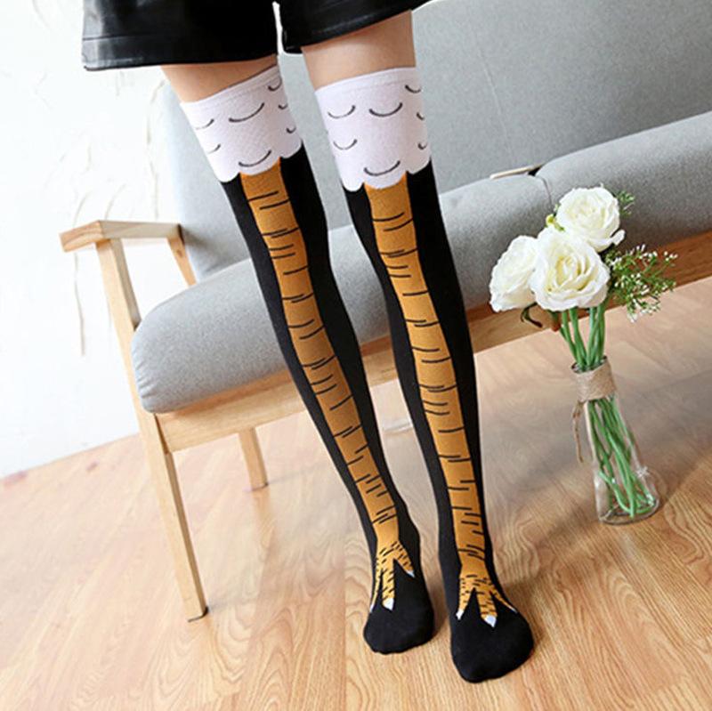 Men Women Funny 3D Chicken Socks Print Cartoon Cosplay High flexibility Thigh High Sock Cotton Fashion Thin Toe Feet 2025