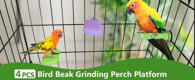 4PCS Bird Beak Grinding Stone - Parrot Cage Perch Foot Trimmer Chew Toys