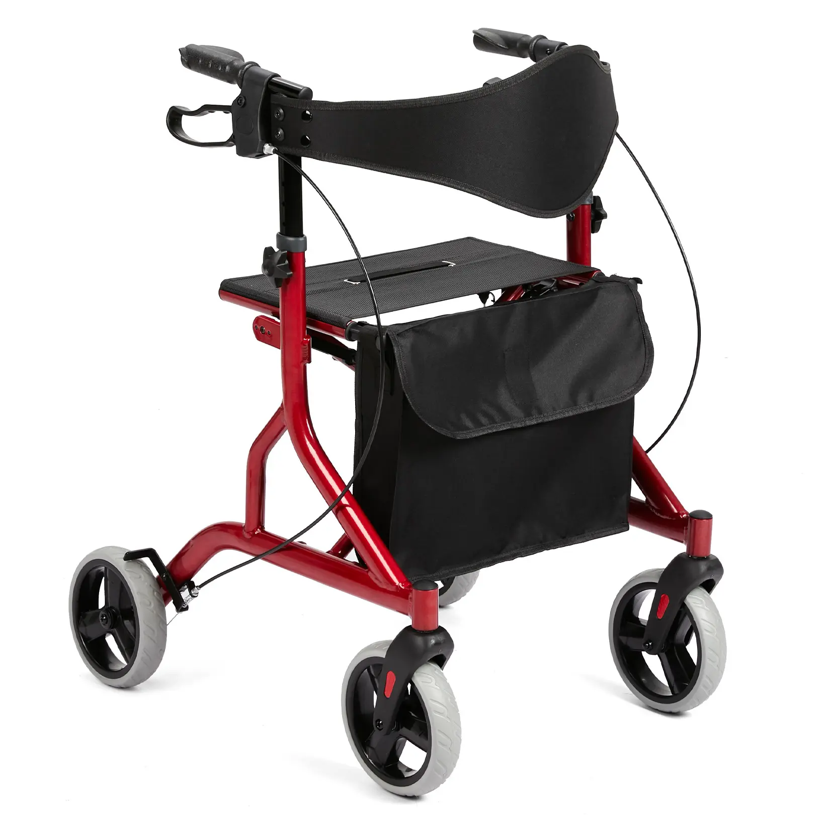 Senior Rollator Walker with Seat 20cm Large Wheels All Terrain Comfort Backrest Foldable Height Adjustable Mobility Aid