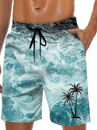 Vintage Plant Pattern Beach Shorts Men Coconut Tree 3D Printed Swim Trunks Summer Hawaiian Shorts Loose Board Shorts