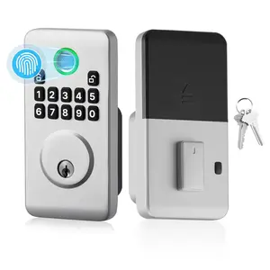 Fingerprint Door Lock Biometric Deadbolt with Easy-Grip Design, Auto Locking, One-Time Passcode, Anti-Peeking Password, Keyless Entry for Home and Apartment, Advanced Security Digital Lock, Silver Finish
