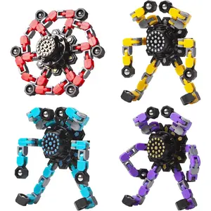 Transformable Fidget Spinners Toys 4 Pcs for Kids and Adults Stress Relief Sensory Toys for Boys and Girls Age 8-13 Fingertip Gyros Party Favors Birthday Gifts for Teens Road Trip Travel Toy