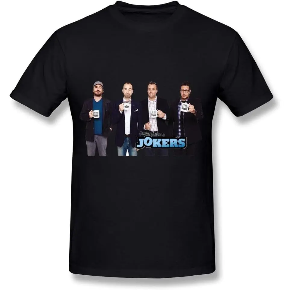 Men's Impractical Jokers Where's Larry Tour Graphic T-Shirt, Streetwear Crew Neck Shortsleeve Top, Cast Photo Print, Black Casual Fabric Tee, Tshirt, Menswear, Knit