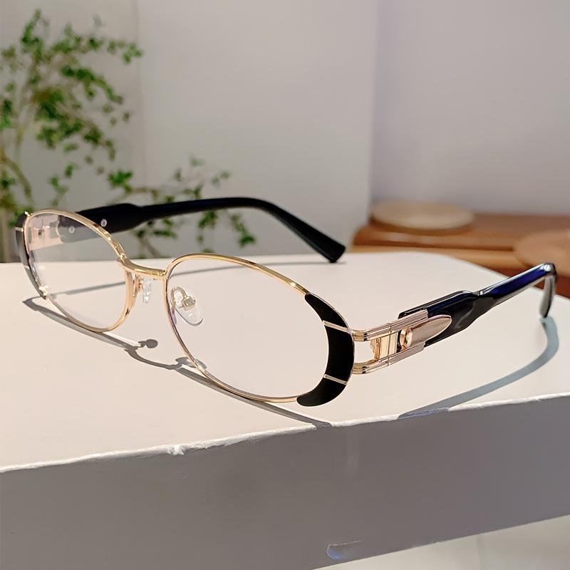 Retro Full-Frame Oval Glasses for Women, Multi-Color Gradient Lenses, Lightweight Plastic Frame, Fashionable Black Eyewear for Stylish Looks rectangle high negative lens men gradient lens trendy casual round frame Reading lentes fashion night vision