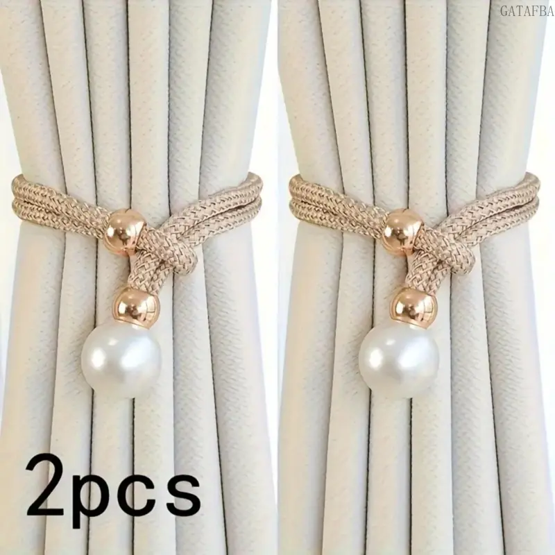 Elegant Gray Curtain Tiebacks, 2-Count Polyester Rope Drapery Holdbacks with Faux Pearl Ends for Bedroom, Living Room Window Decor, 2 Counts,back to school,back to school haul