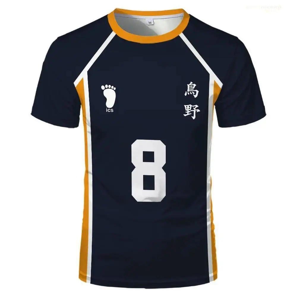 Unisex Polyester Sportwear Jersey, Anime Haikyuu Karasuno High School Volleyball Club Hinata Shoyo-Kageyama Role-Play Crew Neck Top
