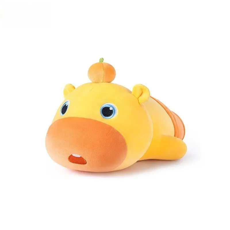 Lulu Yellow Hippo Plush Doll Multiple Sizes Cute Standing Hippopotamus Stuffed Toy Soft Fluffy Animal Pillow Kids Sleeping Companion Birthday Gift