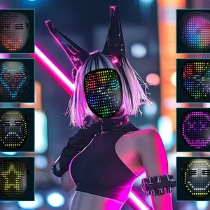 Touchless Gesture Activated Illuminated Face Mask, Multi Color Light Changing, 50 Pre-Set Expressions, Rave Concert Party Accessory