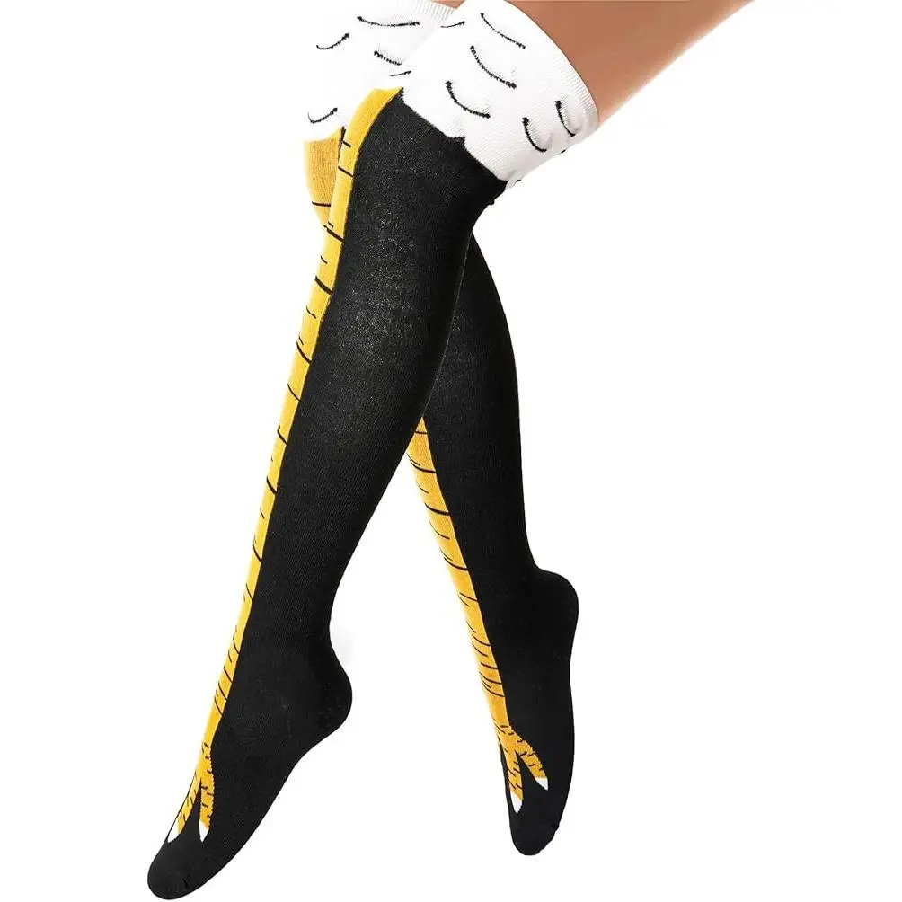 Chicken Leg Socks - 3D Novelty Funny Knee-High Chicken Costume Feet Socks 25 inches Animal Paw Socks for Adult Women Men Thanksgiving Xmas Gifts Birthday Party Christmas Stocking Stuffer