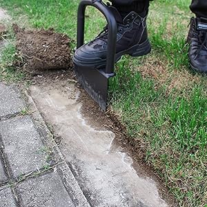 Height Adjustable Garden Edger Tool, Hand Steel Edger, Half Moon Lawn Edger, Saw-Tooth with Very Sharp Blade Manual Edger