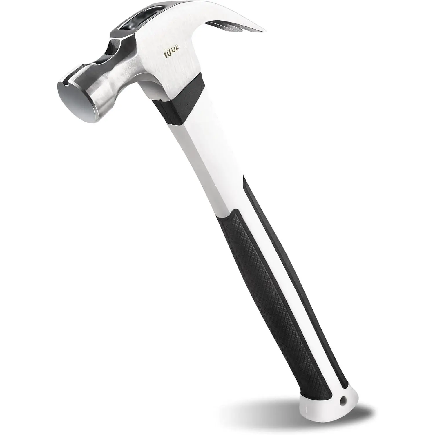 16 oz Claw Hammer, Drop Forged Claw Hammers with   Holder and Firberglass Handle, Curved Jaw of  Puller, Smooth , HTMAM25003