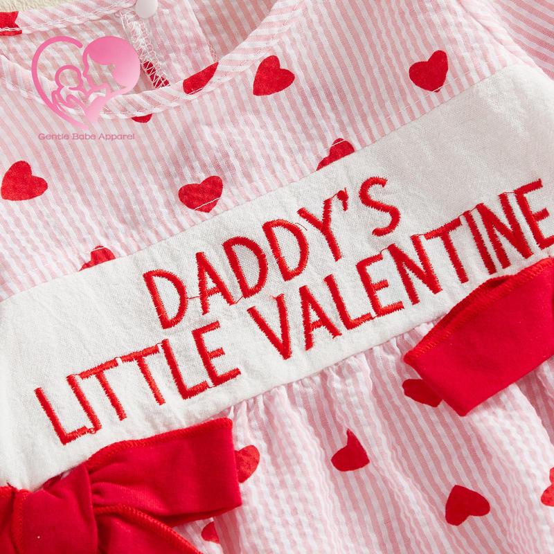 (90% Cotton) GBA Infant Baby Girl Valentines Day Outfit Long Sleeve Heart Letters Bow Romper with Hairband Spring Clothes 0-18 Months